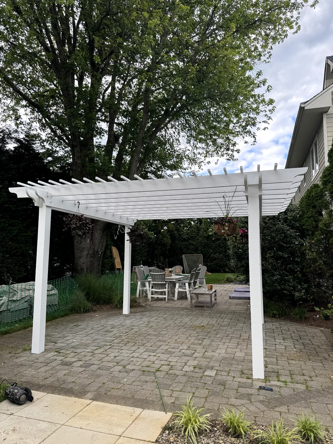 White outdoor pergola